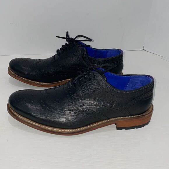 Ted Baker Guri 7 Black Oxford Brogue Shoes With Stacked Block Heel Men's Size 8 - Picture 13 of 16